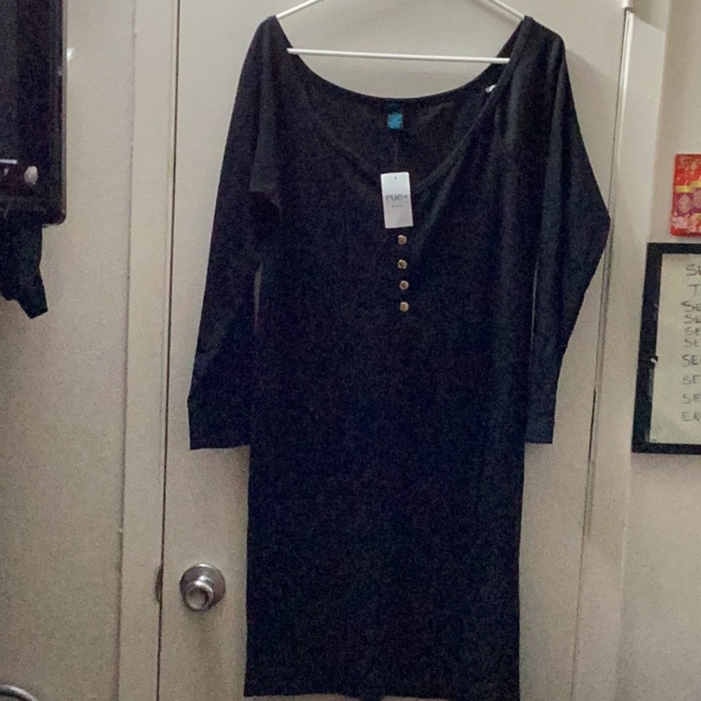 Rue21 Black Buttoned Knee-Length Dress